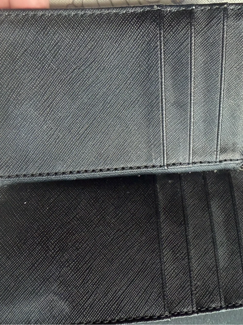 Fossil Navy Blue Leather Tab Wallet Zip Coin Pocket Card Organizer